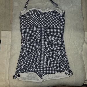 Gingham Halter Women Swim One Piece